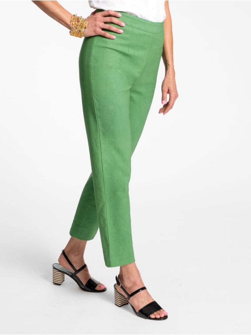 NWT Frances Valentine Lucy High Rise Cropped Cigarette Pants Green Size 16